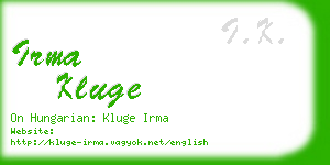 irma kluge business card